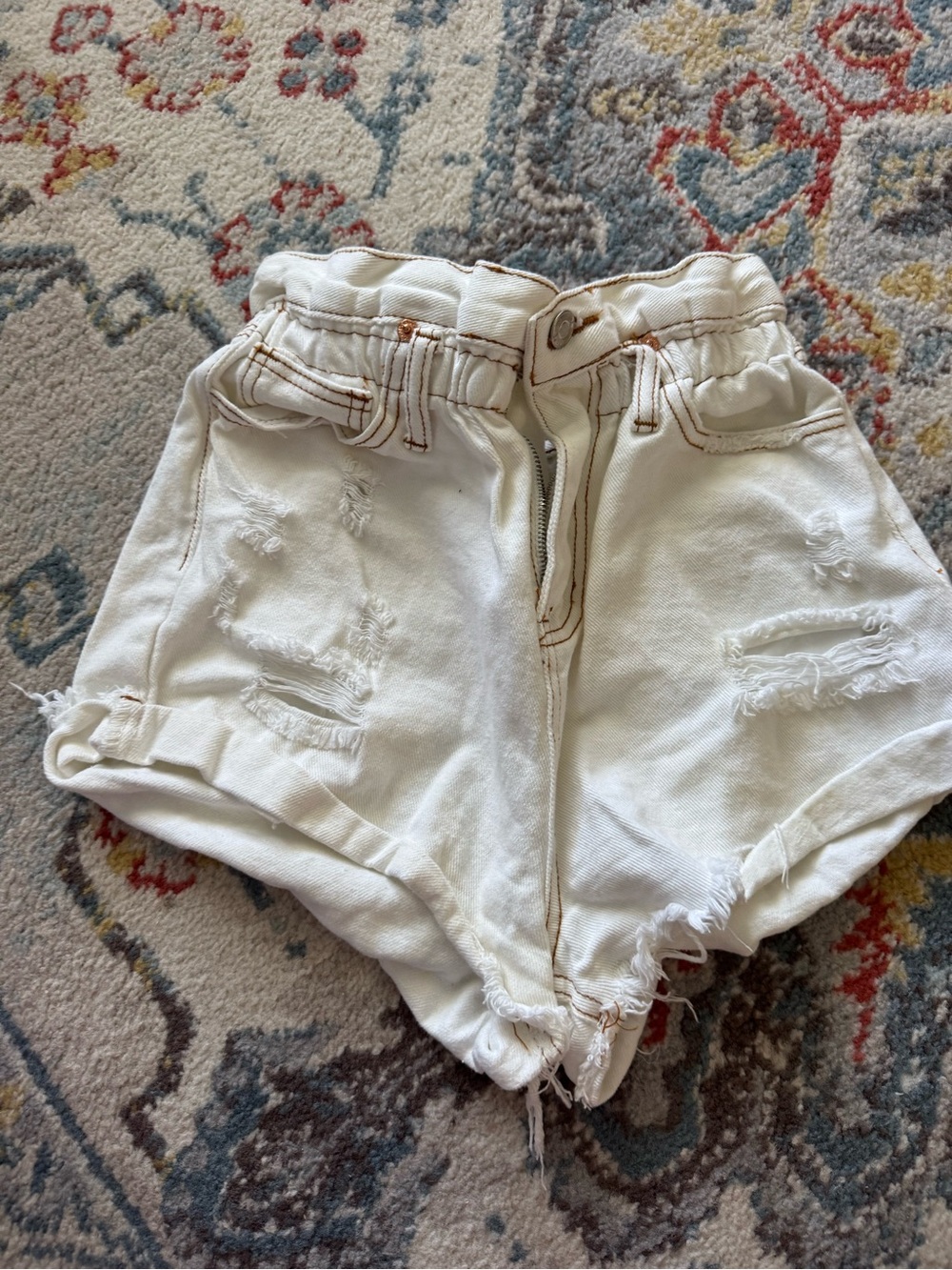 Signature White Distressed Jean Shorts